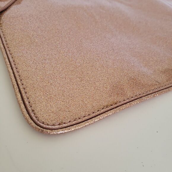 Kate Spade Bag Clutch Glitter Rose Gold Bow Evening Party Glam Zip Pouch Purse - Picture 11 of 12